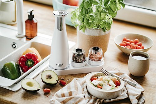 Molinillo Electrico De Sal Y Pimienta Adler Ad 4449w Blanco Mate