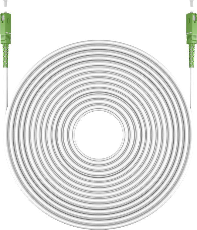 Cable De Fibra Óptica Para Router 20m -Ø3 Mm Blanco Latiguillo Monomodo Ftth - 9/125 Os2 - Sc/Apc-Sc/Apc Simplex - Compatible