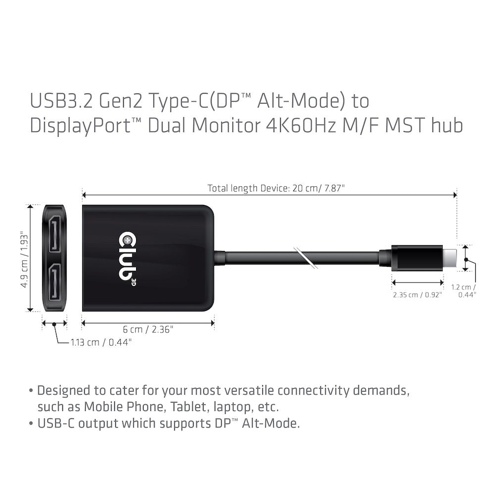 EAN 0841615102150 - CLUB3D CSV-1555 adaptador de cable de vídeo 1,5 m USB Tipo C 2 x DisplayPort Negro imagen 4