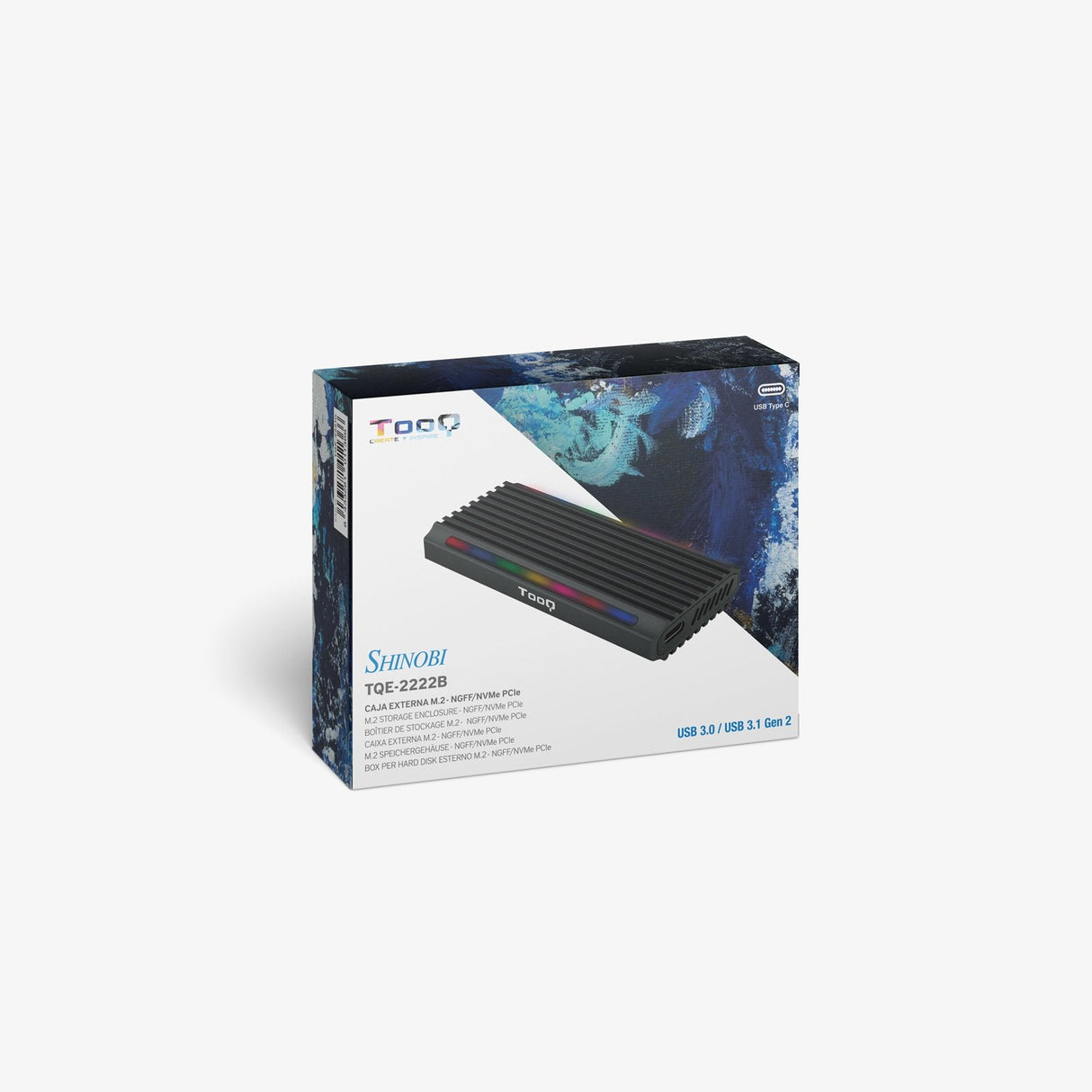 Tooq Shinobi Carcasa Externa Ssd M.2 Ngff/Nvme Usb-C 3.1 Gen2 Rgb