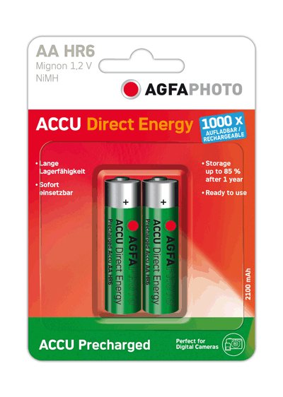 Agfaphoto Akku Nimh Mignon Aa 2100 Mah Direct Energy  2 Piezas