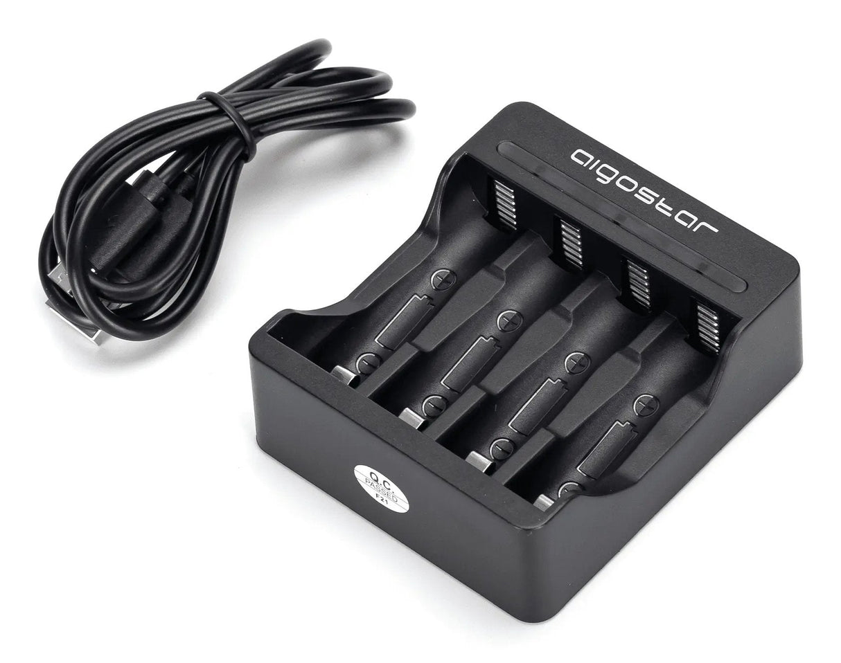 Cargador De Pilas 4 (Aa/Aaa) Negro Aigostar 4 Vías/ Aa-Aaa/ Dc 5v