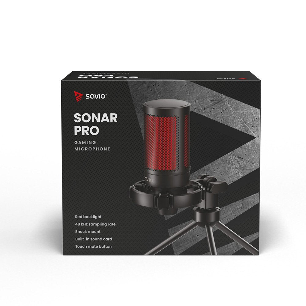 Micrófono Con Cable Para Juegos Savio Con Retroiluminación, Trípode, Usb, Sonar Pro