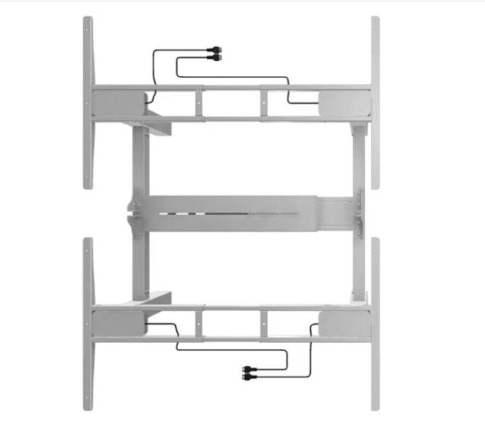 Mesa Electrica Ergonomica Doble Cara A Cara  Altura Regulable  Sin Tablero Color Estructura Gris Control Tactil Altura Desde 645mm-1290mm