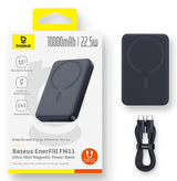 Power Bank Baseus  Enerfill Fm11 Ultra-Mini Magnetic (Magsafe Compatible), 22.5w, 10000 Mah, With Type-C Cable 0,30m, Black Eu (P1008210e123-00)