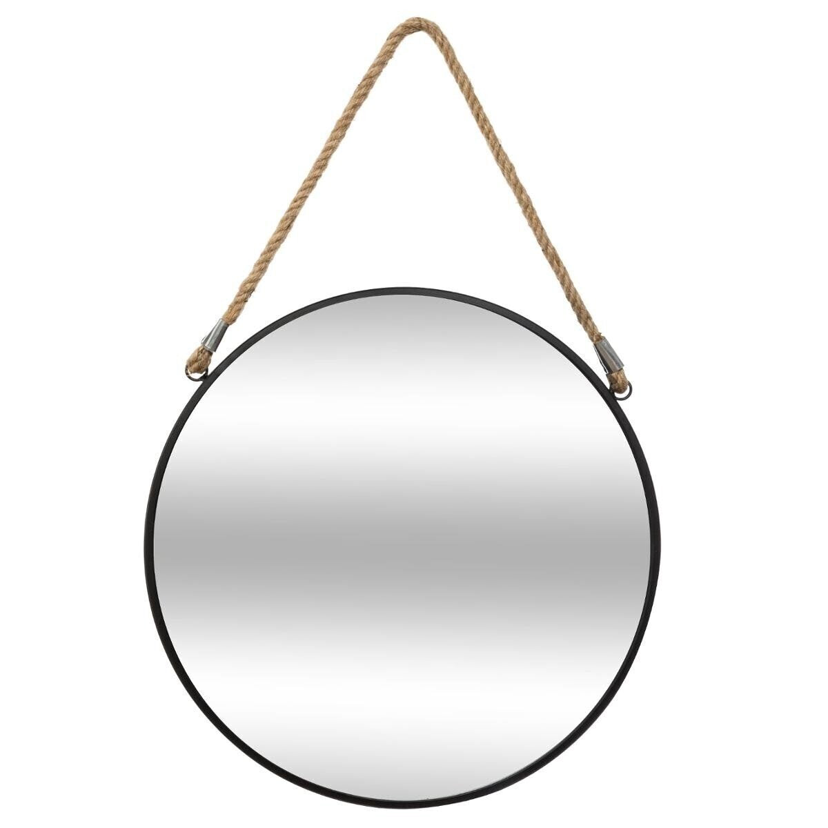 Espejo Con Cuerda Leningrado Grande Metal Negro 55cm / Espejos Decorativo Pared