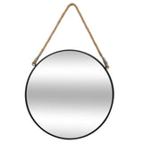 Espejo Con Cuerda Leningrado Grande Metal Negro 55cm / Espejos Decorativo Pared