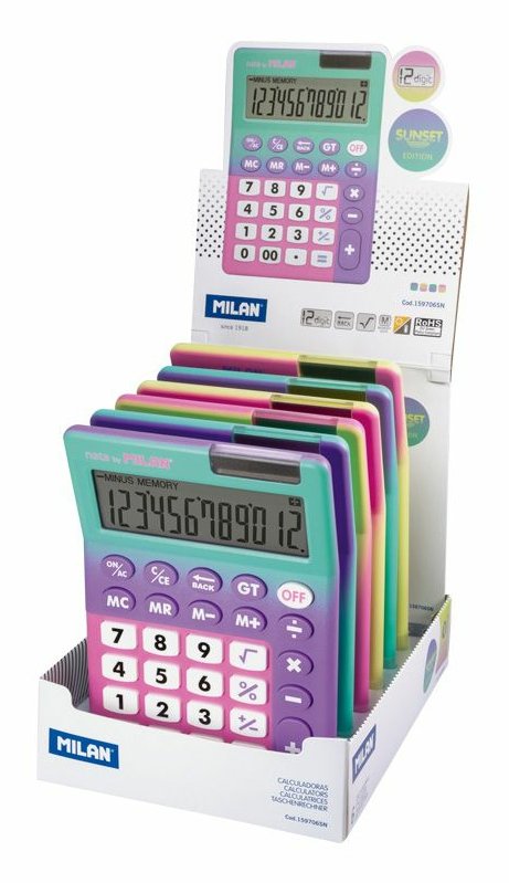 Milan Calculadora 12 Dígitos Sunset -Caja Expositora-