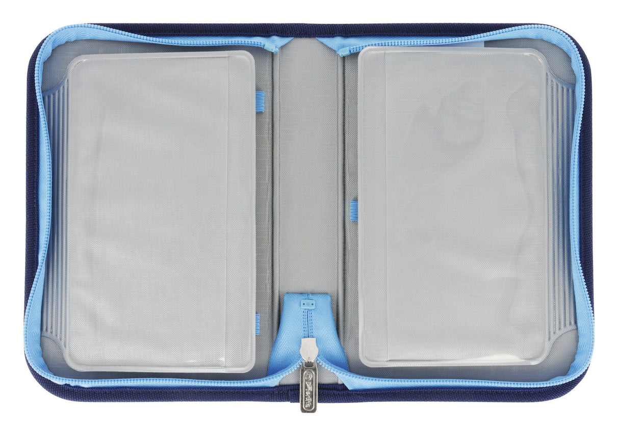 Mochila Escolar Herlitz Ultralight Azul, Estuche Estudiante Con 16 Piezas, Mocasines Ovalados, Bolsa De Deporte, 2 Aplicaciones 50046164