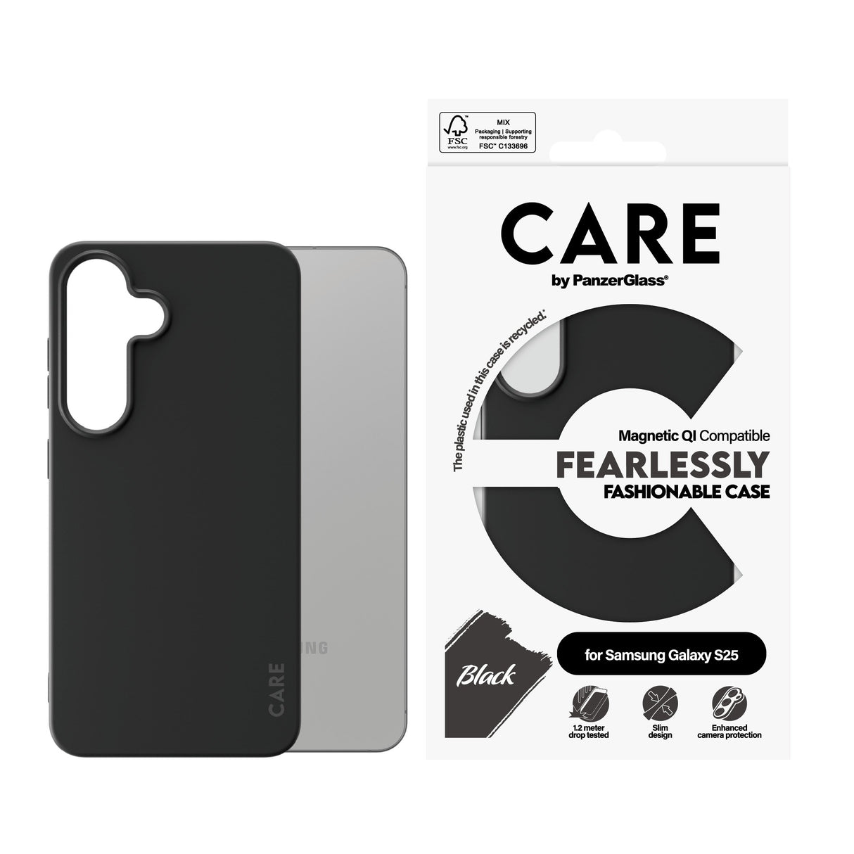 EAN 5715685016523 - PanzerGlass CARE™ by ® Case Black w. Qi Compatible Samsung Galaxy S25 funda para teléfono móvil Negro imagen 2