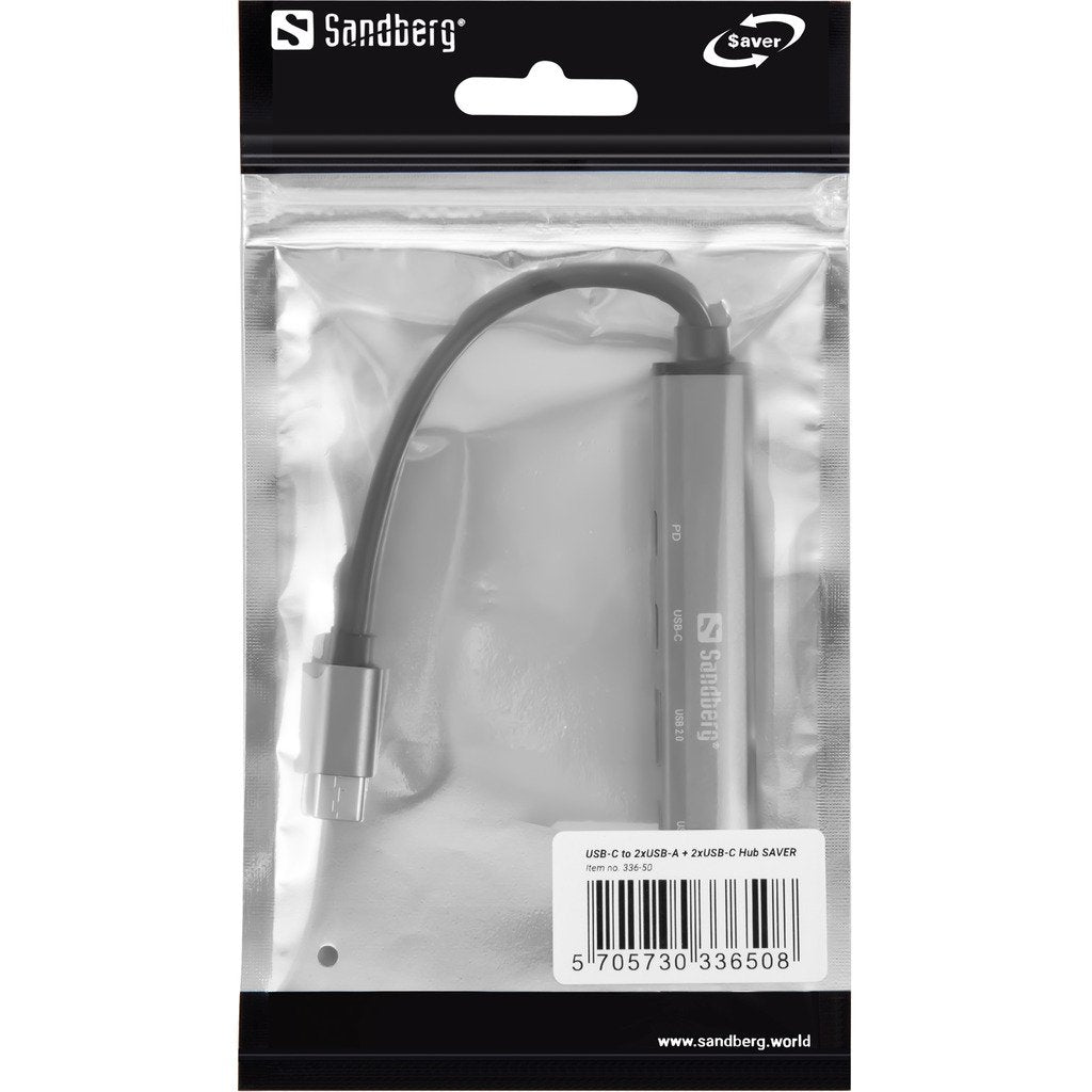 Sandberg 336-50 Hub Usb Tipo C 5000 Mbit/S 3xusb-A+2xusb-C Gris