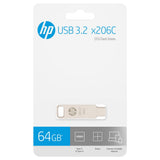 Pendrive Hp 64gb Usb 3.2 X206c Otg Type-C Metal