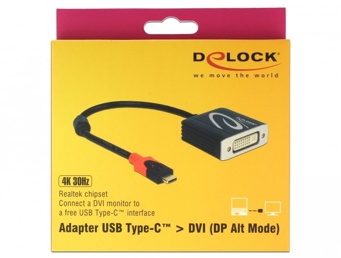 EAN 4043619612130 - DeLOCK 61213 adaptador de cable de vídeo 0,2 m USB Tipo C DVI Negro imagen 1