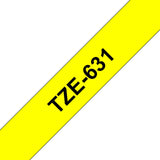 Brother Cinta Mecanográfico Negro Sobre Amarillo Tze-631 Tz-631 12 Mm X 8 M, Laminado
