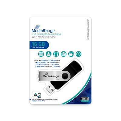 Pendrive Mediarange 16gb Combo Micro Usb Otg Combo Micro Usb Mr931-2