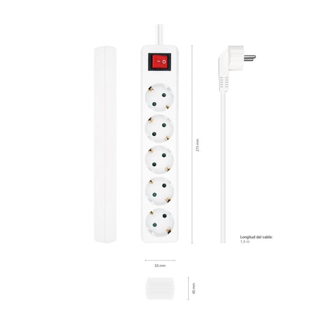 EAN 8436574707700 - AISENS A154-0651 base múltiple 1,4 m 5 salidas AC Interior imagen 3