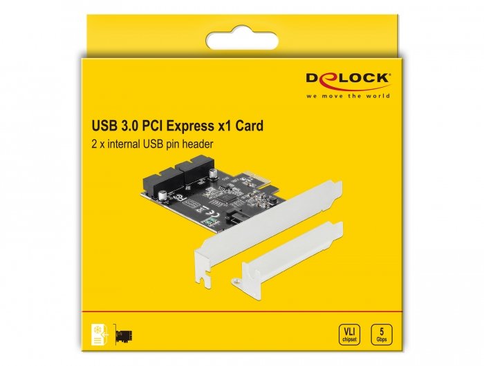 Delock Tarjeta Pci Express A 2 X Cabezales De Pines Internos Para Usb 3.0