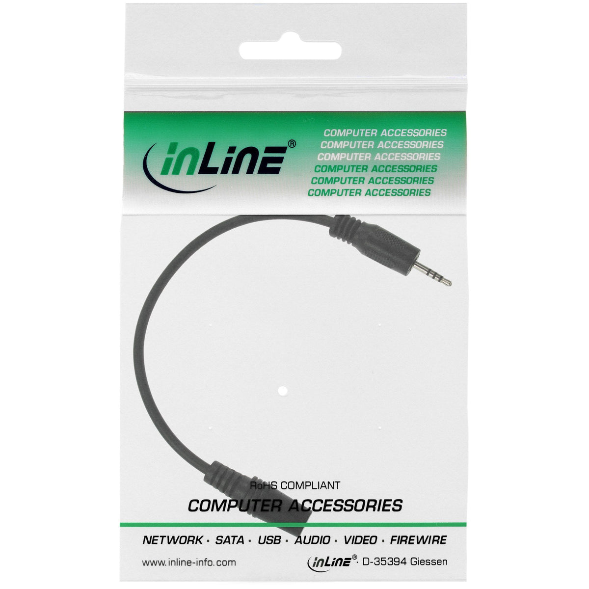 Adaptador De Audio Inline De 4 Pines De 2,5 Mm Macho A 4 Pines De 3,5 Mm Hembra De 0,2 M