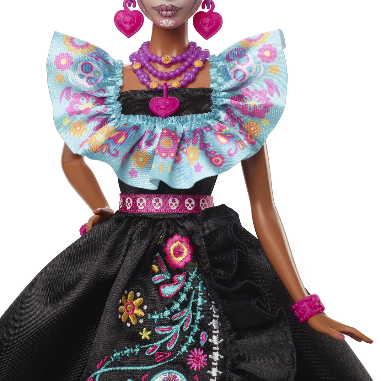 Muñeca Mattel Barbie Signature Día De Muertos 2024 Coleccionable Con Vestido Negro Con Volantes Hrm72