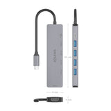 Aisens Usb-C Dock 6 En 1, Usb-C A 1xhdmi, 4xusb-A, 1xusb-C Pd 100w, Gris, 15cm