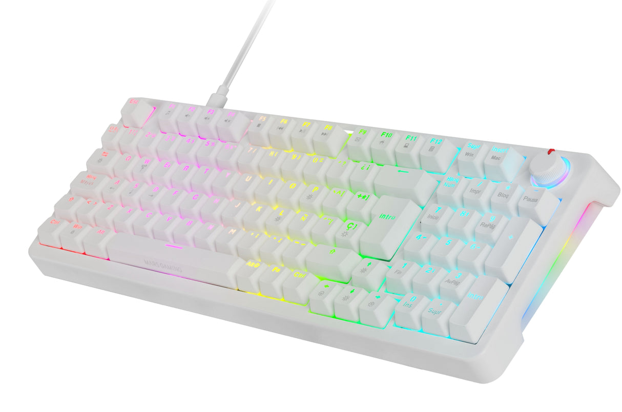 Teclado Mecanico Mkpro Switch Linear Silent Rgb Blanco Mars Gaming Iluminación Rgb / Teclado Completo / Switches Mecánicos Intercambiables En Caliente