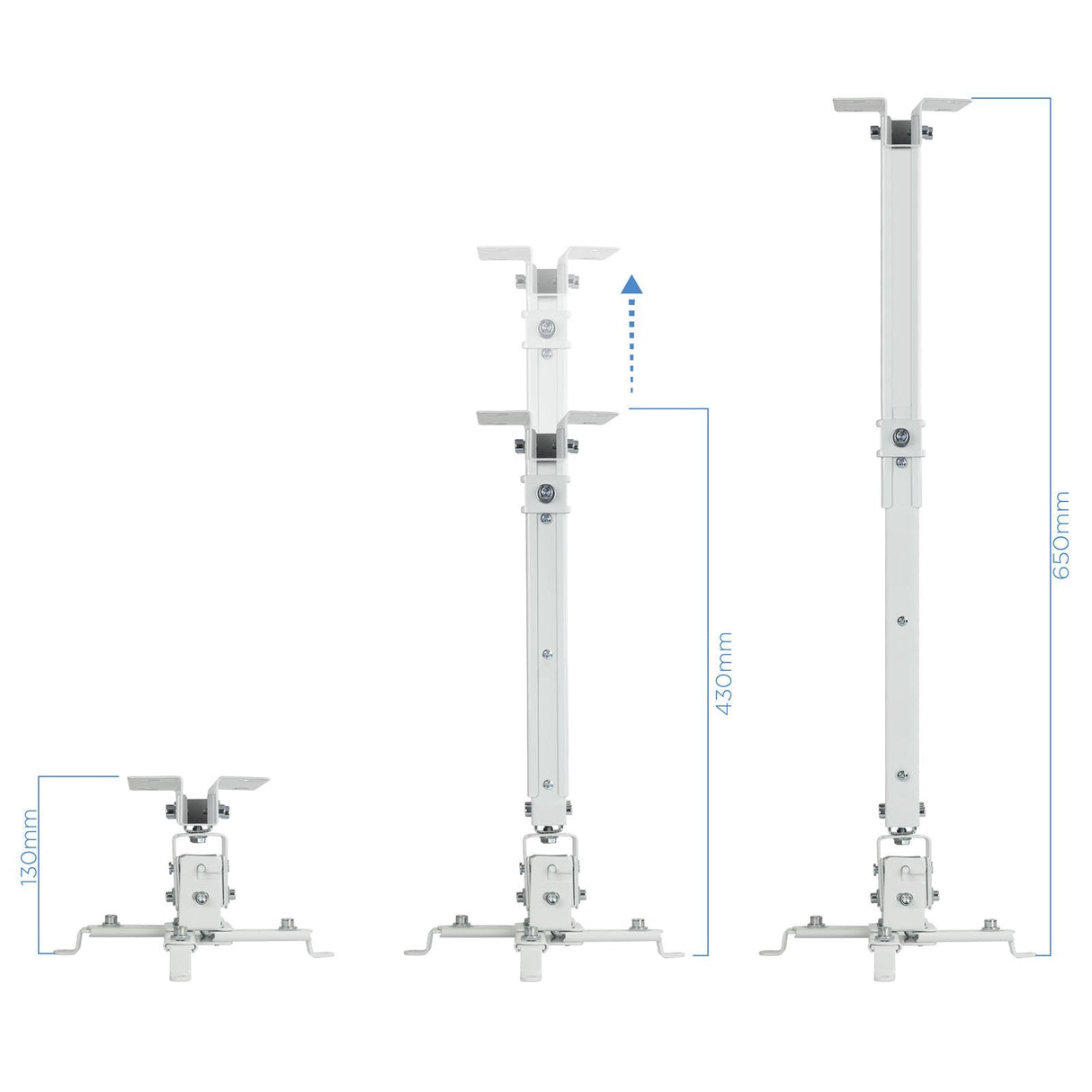 Tooq Soporte Universal De Techo Para Proyector - Inclinable Y Giratorio - Peso Max 20kg - Blanco