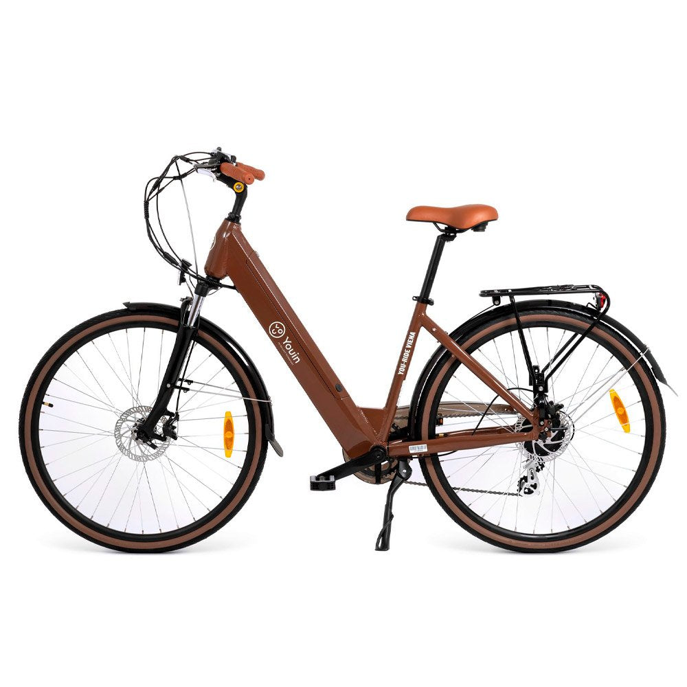 Bicicleta Youin Youride Viena - Paseo - Rueda 28 - Bateria Integrada Y Extraible - Ocre