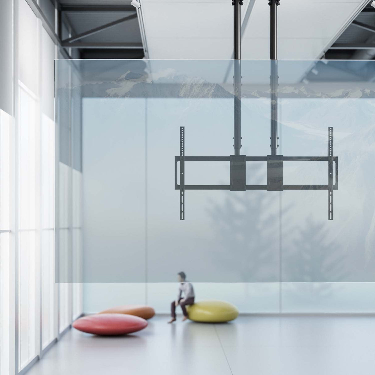 Aisens Soporte De Techo Pro Inclinable, Extensible Y Nivelable Para Monitor/Tv 120kg De 60-120, Negro