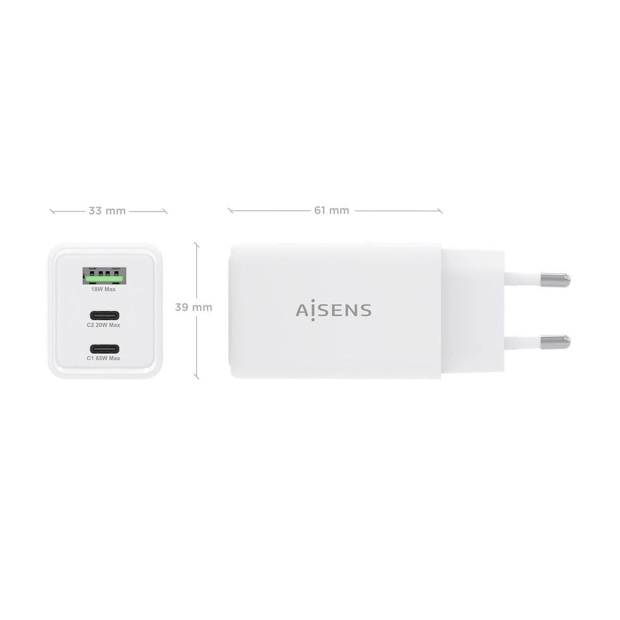 EAN 8435739903940 - AISENS ASCH-65W3P072-W cargador de dispositivo móvil Cámara digital, GPS, Teléfono móvil, Portátil, Smart imagen 4