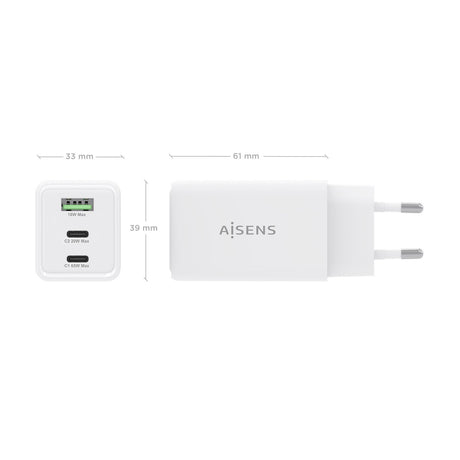 EAN 8435739903940 - AISENS ASCH-65W3P072-W cargador de dispositivo móvil Cámara digital, GPS, Teléfono móvil, Portátil, Smart imagen 4