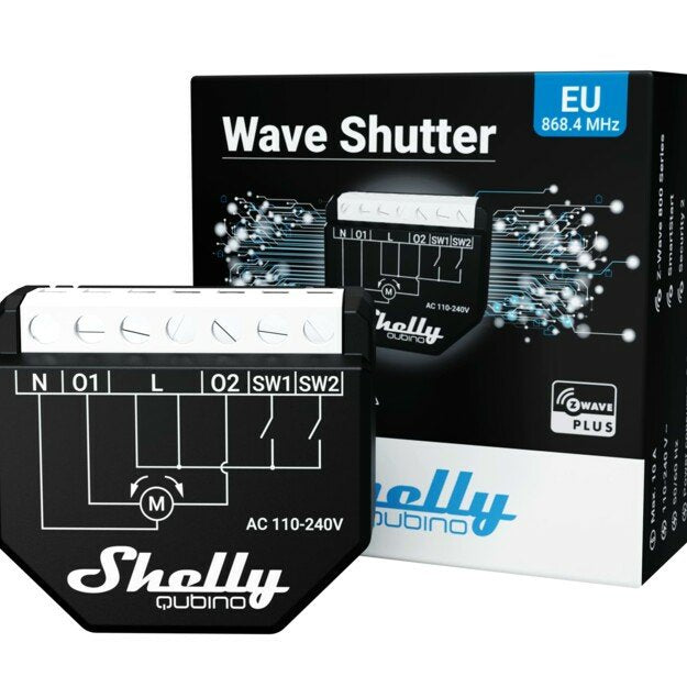 Shelly Qubino Wave Shutter, Relé Negro/Blanco, 2 Canales Shelly_w_shutter
