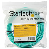 Startech.Com Cable De 15m De Fibra Óptica Multimodo Dúplex 50/125 Lc A Lc - Aqua - Om4 - Lszh, 15 M, Lszh, Om4, Lc, Lc, Aqua