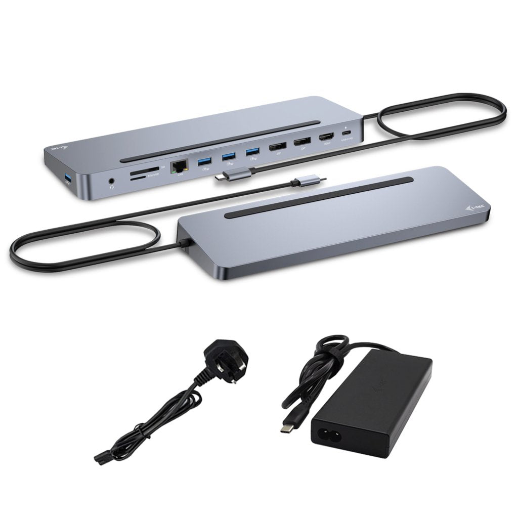 I-Tec Usb-C Metal Ergonomic 4k 3x Display 2x Dp 1x Hdmi Lan Audio Power Delivery 100 W + I-Tec Universal Charger 100 W