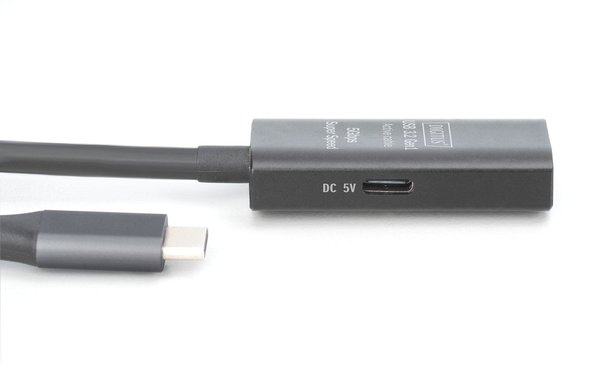 Digitus Active Usb 3.2 Gen1 5g Extension Cable, Usb-C - Usb-A, 5 M, Black