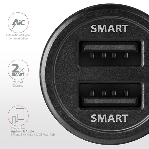 Axagon Pwc-5v5 24w Cargador De Coche 2x Port 2,4a