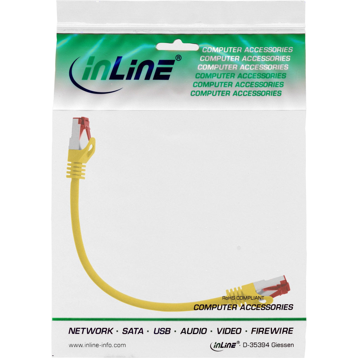Cable De Red Inline S/Ftp Pimf Cat.6 250mhz Pvc Cca Amarillo 0.25m
