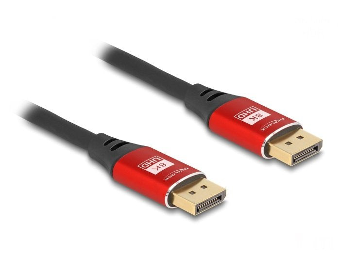 Delock 80605 Cable Displayport 8k 60 Hz 2 M Rojo Metal