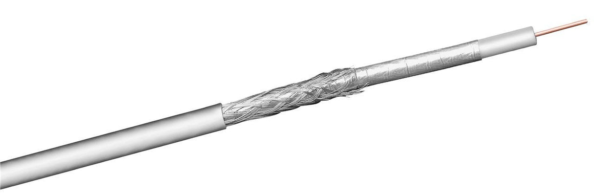 100db Coax- Antenna Cable, 2x Shielded, Cu, White, 100 M - C