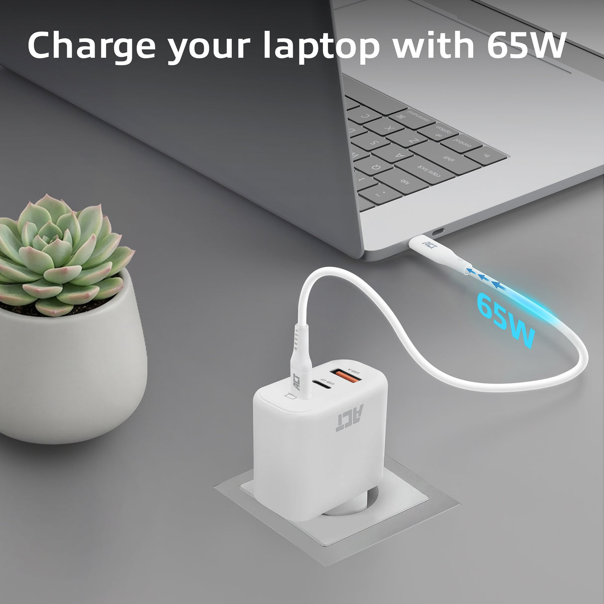 Cargador Usb-C/Usb-A De 65 W Y 3 Puertos Con Power Delivery Pps, Quickcharge Y Ganfast