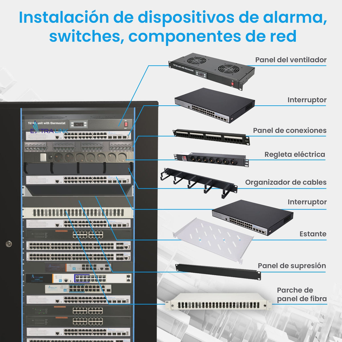 Armario Rack De Pie Extralink 27u 600x600 Negro