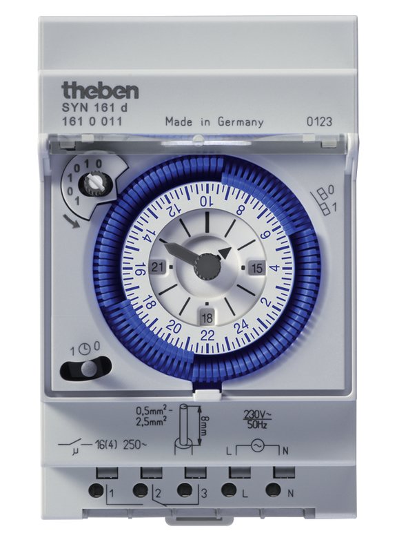 Theben 3258940 Syn 161d Reiheneinbau-Schaltuhr 24 Std., Segmente