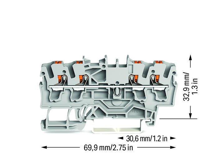 Wago 2202-1401 4-Leiter-Durchgangsklemme ,Mit Drcker,2,5mm,Grau