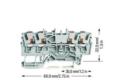 Wago 2202-1401 4-Leiter-Durchgangsklemme ,Mit Drcker,2,5mm,Grau