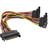 Inline Sata Power Y-Cable Conector Hembra Sata A 2 Conectores Sata Con Pestillos 0,15 M