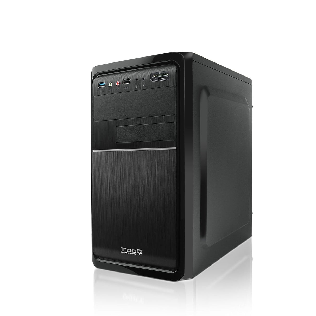 Tooq Caja Mini Torre Micro Atx - Fuente De Alimentacion 500w - 3x Hdd3,5 + 1x Sdd2,5 + 1x Hdd5.25 - Usb-2.0, Usb 3.0,