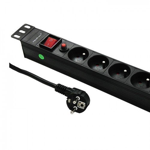 Qoltec Listwa Zasilajaca Antyprzepieciowa Cb Do Szafy Rack 19"  1u  16a  Pdu  8xfrench 2m