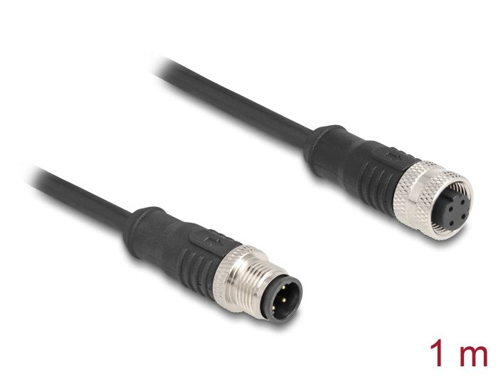 Delock 80844 Cable M12 Codificado D 4 Pin Macho A Hembra Pvc 1 M