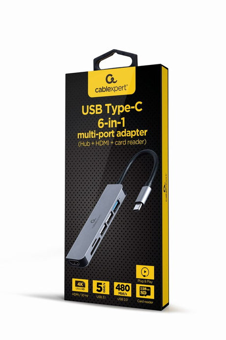 EAN 8716309124249 - Gembird A-CM-COMBO6-02 base para portátil y replicador de puertos Alámbrico USB 3.2 Gen 1 (3.1 Gen 1) Typ imagen 1