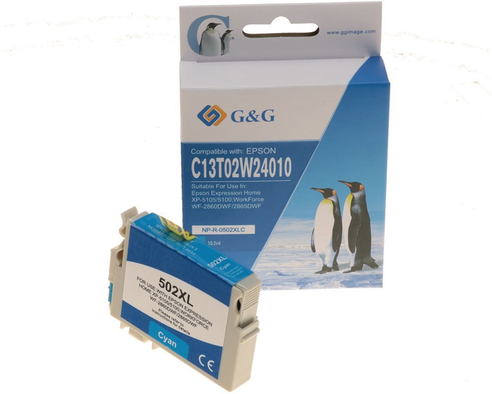 Tinta Generica G&G Epson 502xl Cyan Reemplaza C13t02w24010/C13t02v24010