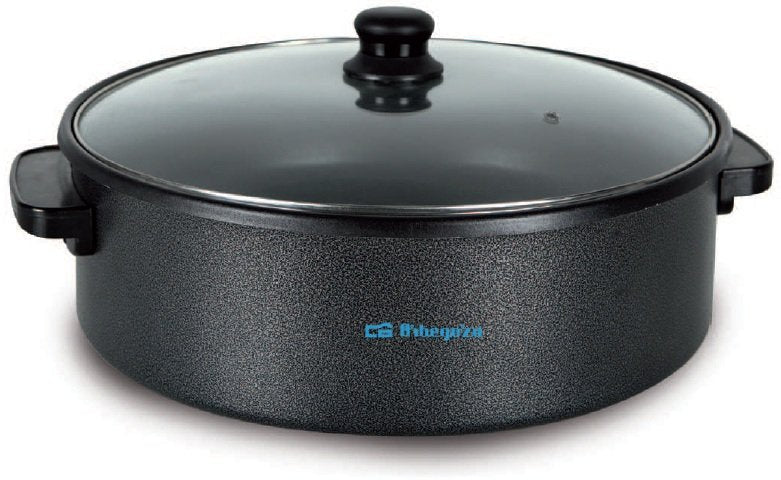 Olla Paellero Orbegozo Pz 8100 1500w Ø40cm Fondo 9cm Termostato Con Temperatura Regulable Tapa Cristal Con Valvula Seguridad